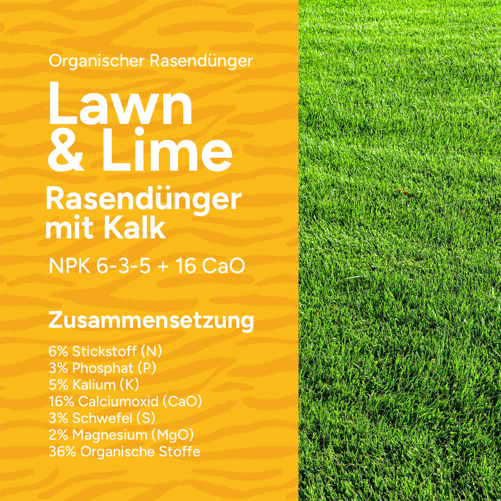 MRS Seeds & Mixtures Lawn & Lime – Organischer Rasendünger mit Kalk  | 18 kg - 225 m² [de]