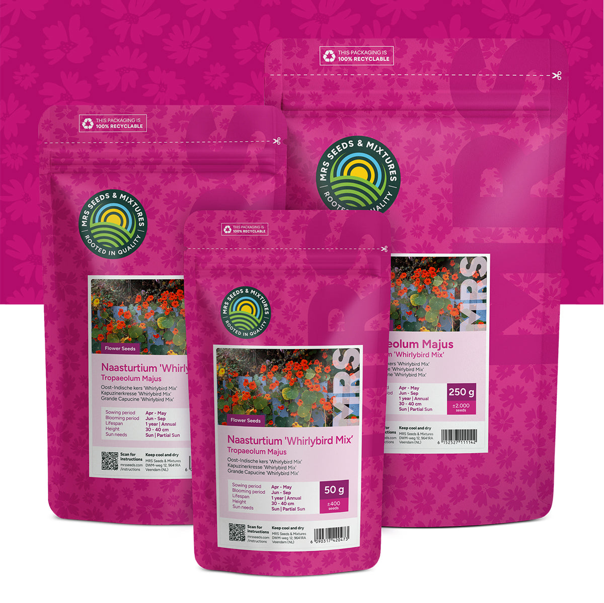 Kapuzinerkresse 'Whirlybird Mix' – Tropaeolum majus