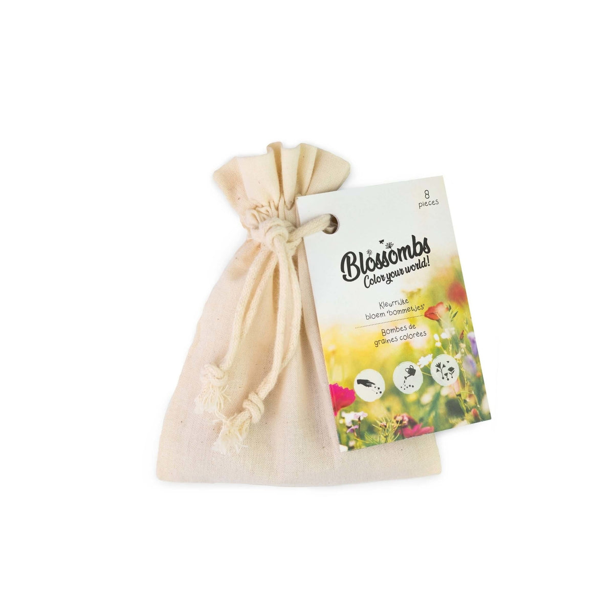 Blossombs Geschenktüte aus Bio-Baumwolle mit 8 Samenkugeln [de]